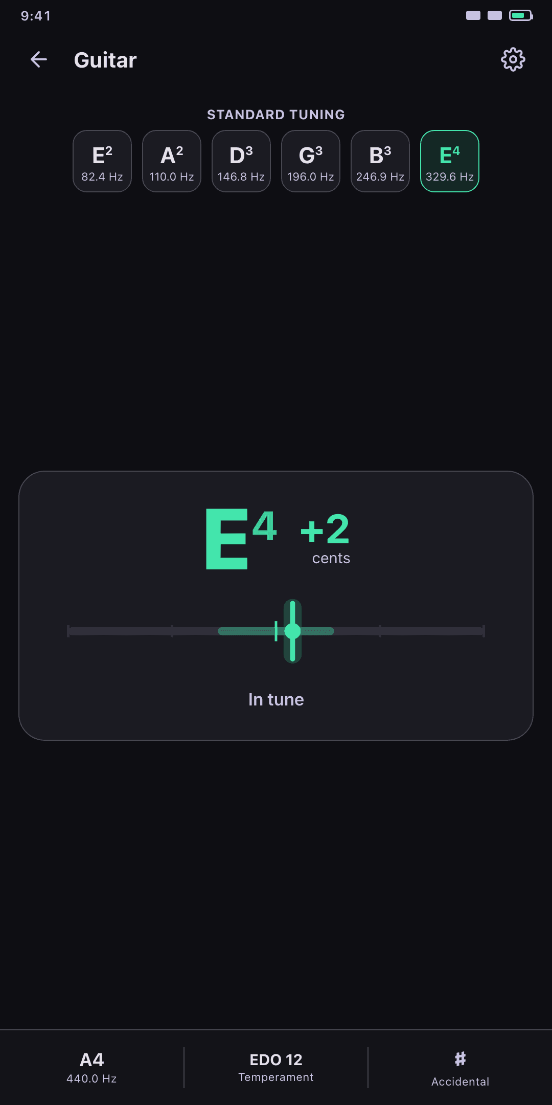 Needle-gauge tuner readout preview